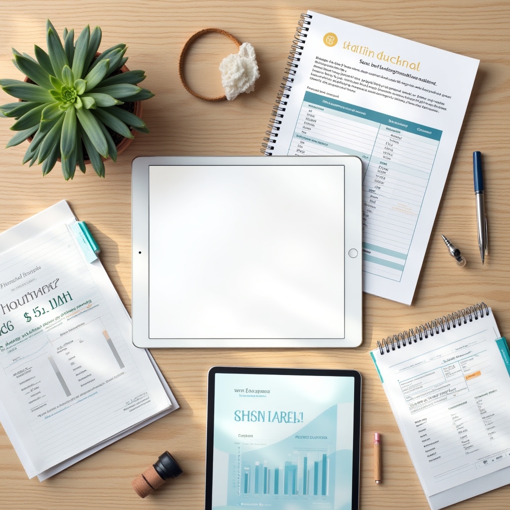 Collection of financial planning guides and worksheets on a desk